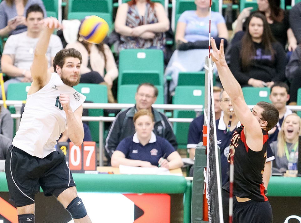 CONSOLATION SEMI #2 CIS men’s volleyball championship: Blocking dominance leads host-Huskies to win over Laval