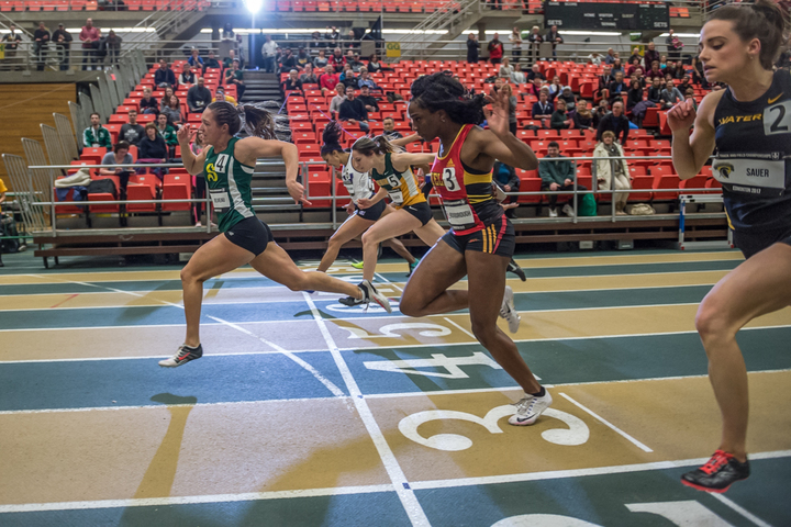 Béliveau sprints to a personal-best 7.40 time to beat Guelph’s Shyvonne Roxborough (7.51) and Western’s Joy Spear Chief-Morris (7.51).